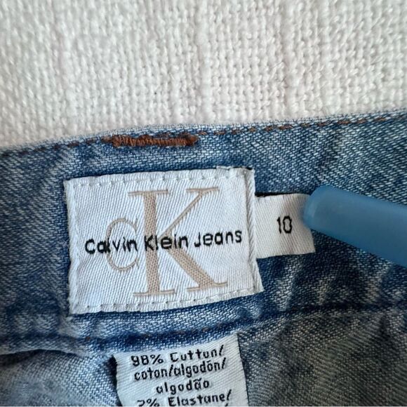 Calvin Klein Y2K Denim Shorts Blue High Waist Jorts SZ 10 - Picture 8 of 13